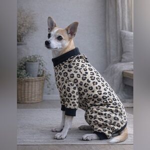 Upcycled Handcrafted Leopard Print Dog Sweater | Edgy Chic Street Style Medium